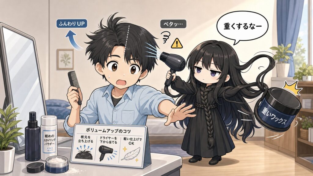 柔らかい髪のボリュームアップ