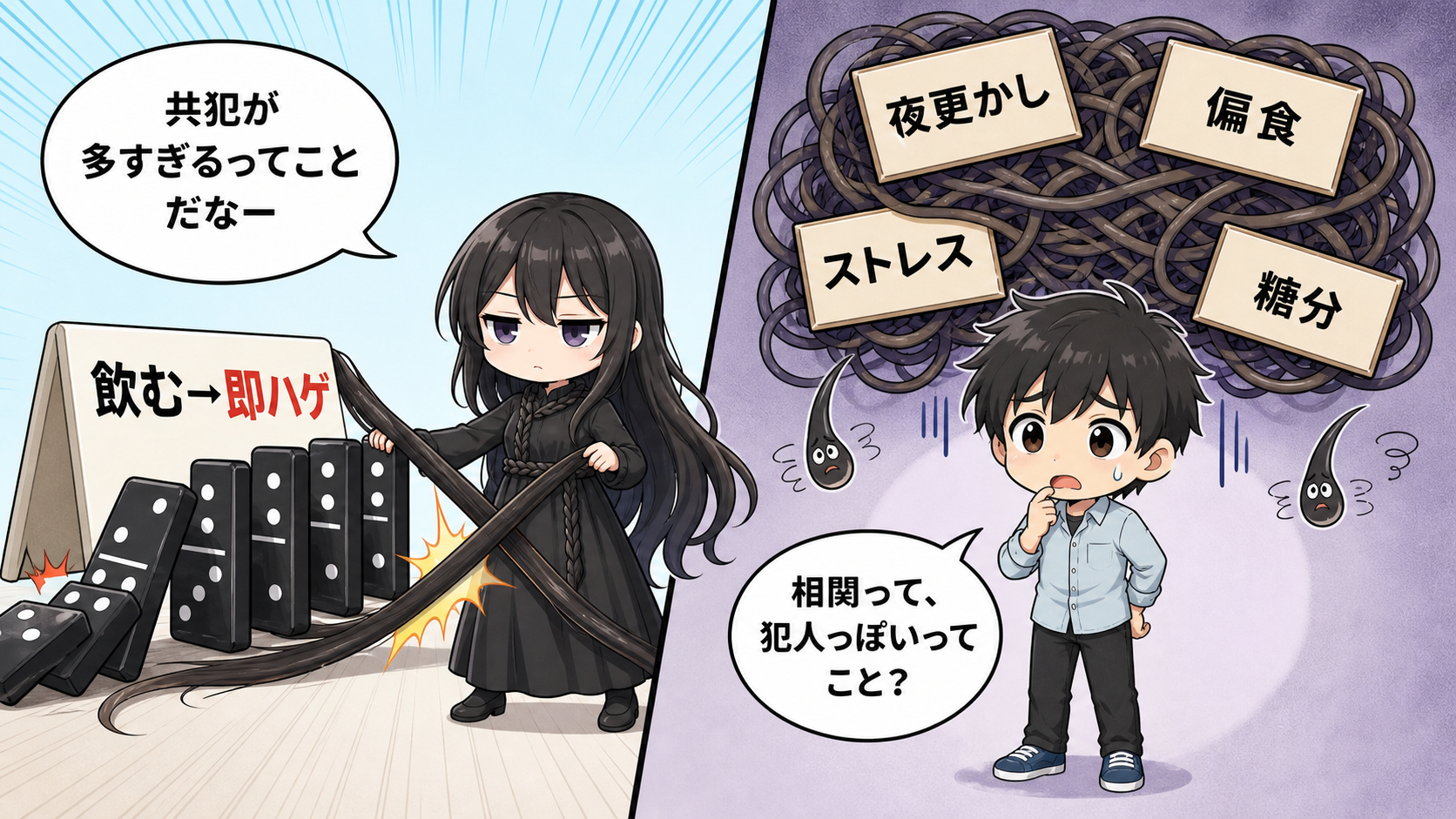 抜け毛リスクと相関の違いの解説漫画
