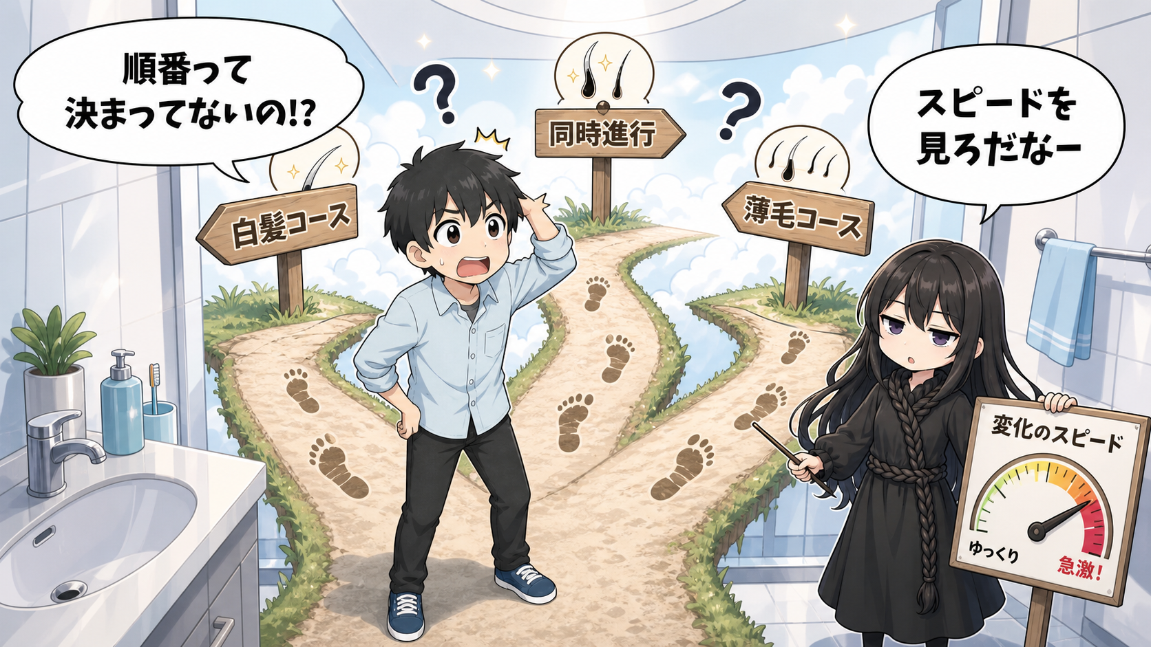 白髪が先かはげが先か
