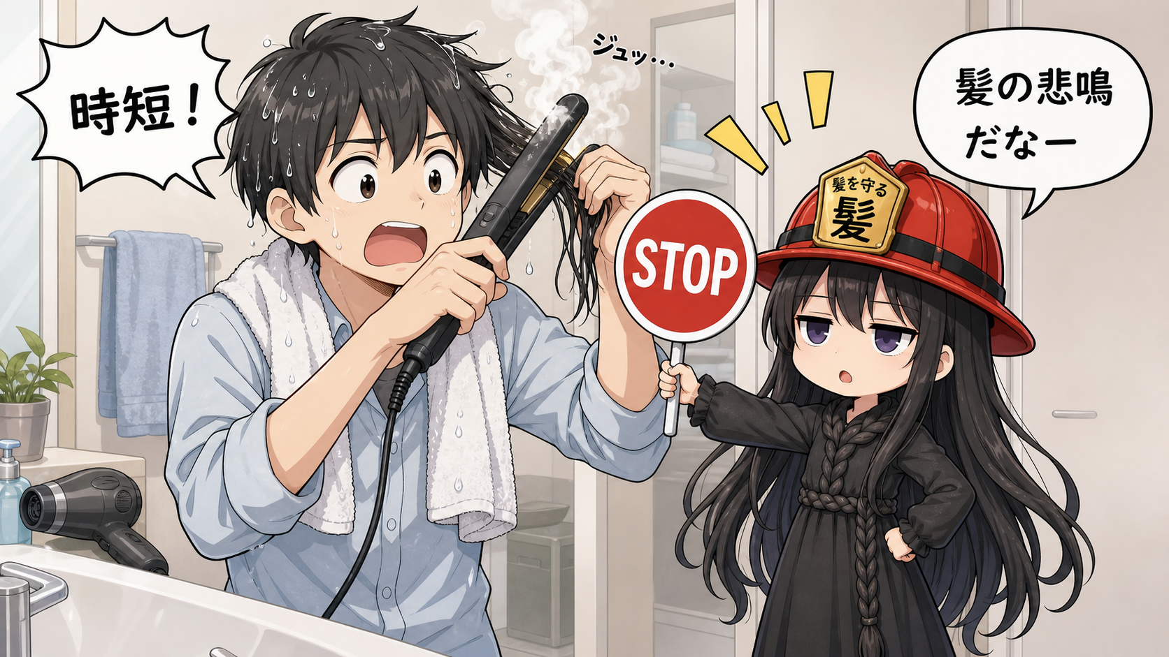 濡れた髪アイロンが危険な理由