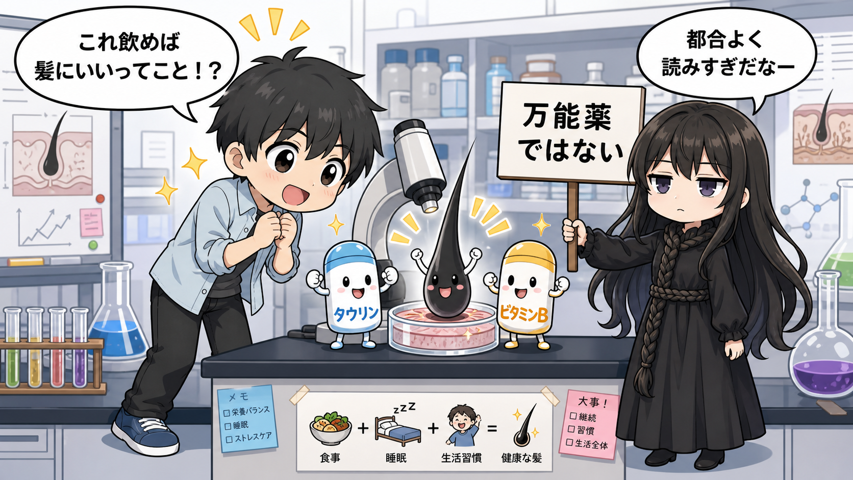 タウリンとビタミンBの作用の解説漫画
