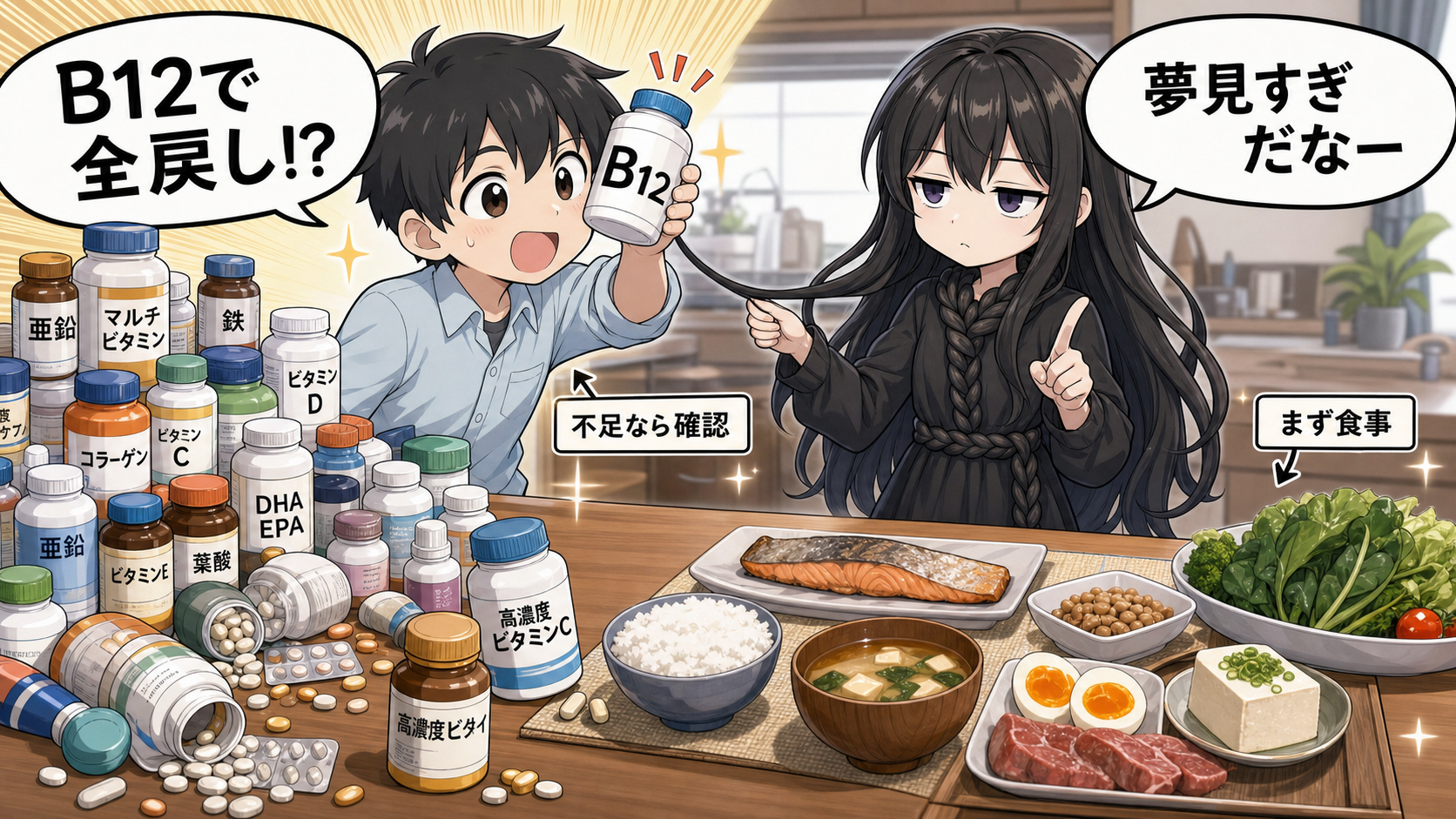 白髪の栄養不足とB12