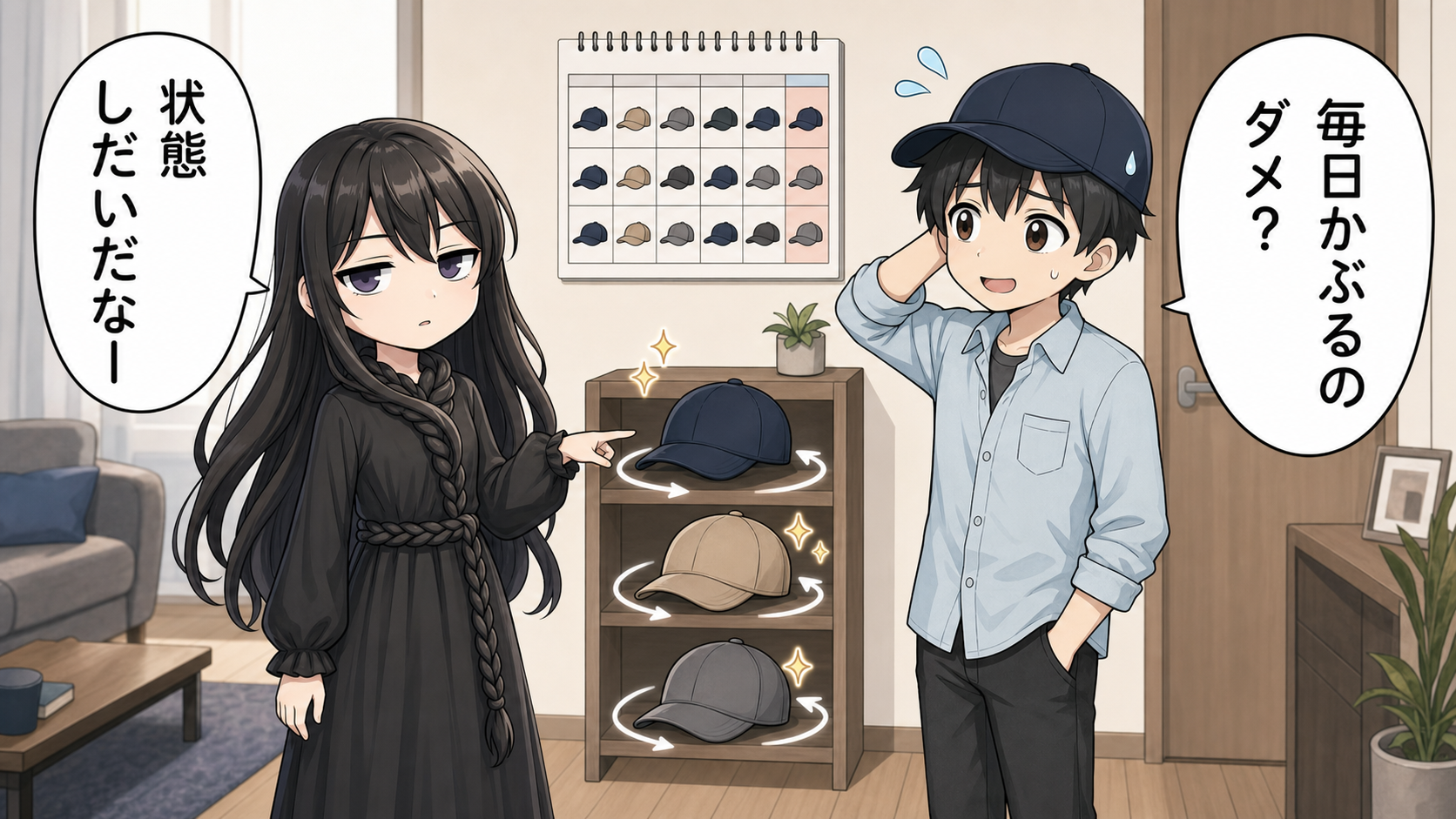 毎日帽子をかぶる影響を生活習慣として考える漫画