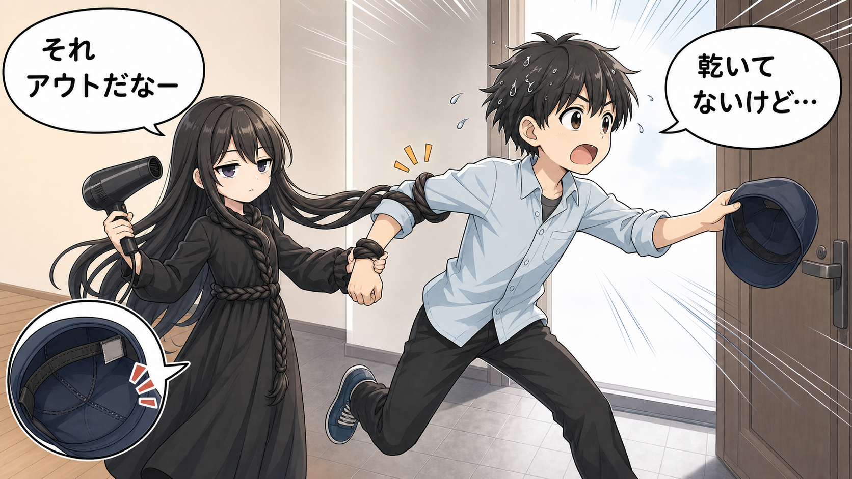 帽子の摩擦と切れ毛対策を説明する漫画