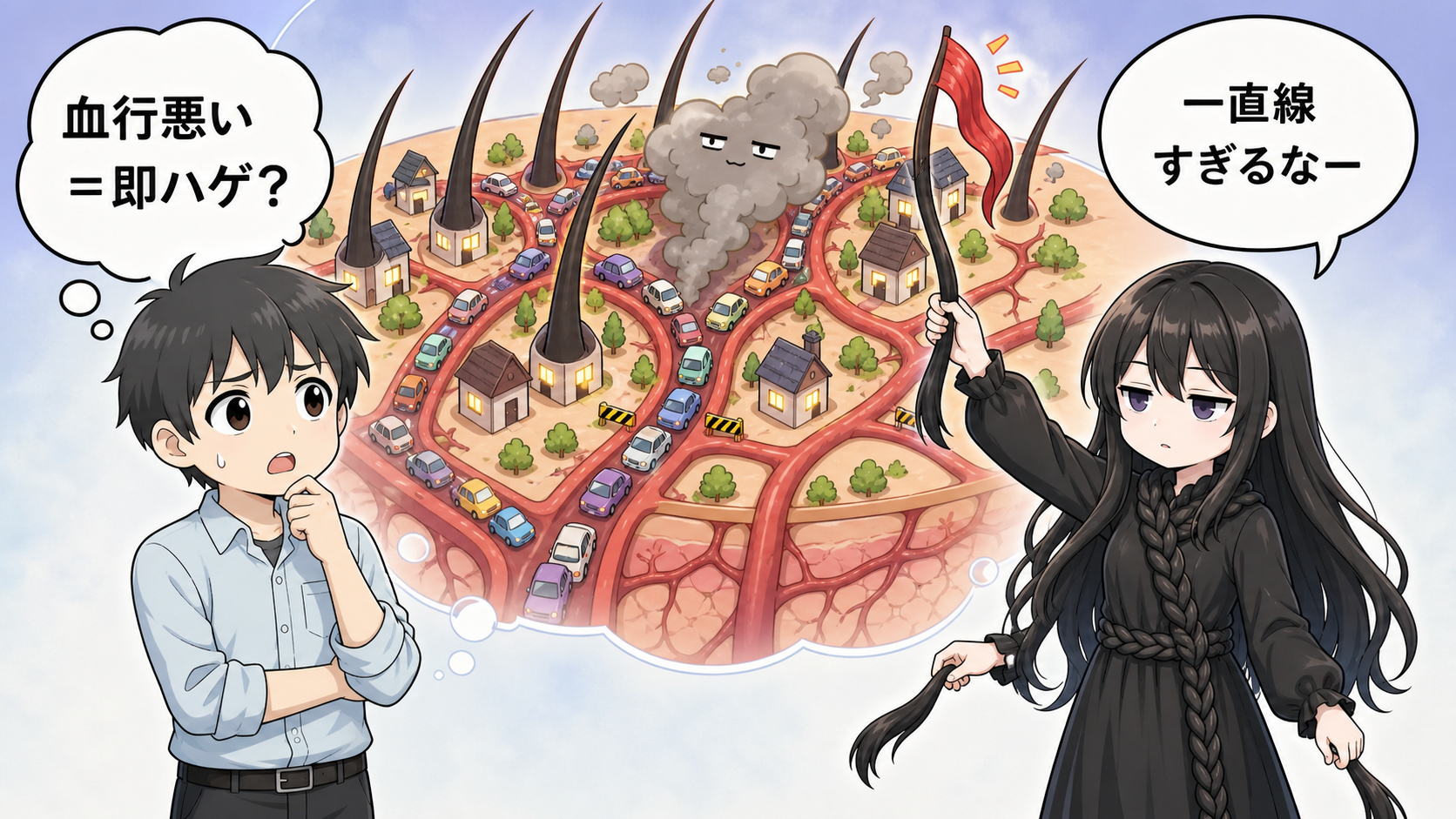 タバコと頭皮の血行の関係を解説する画像