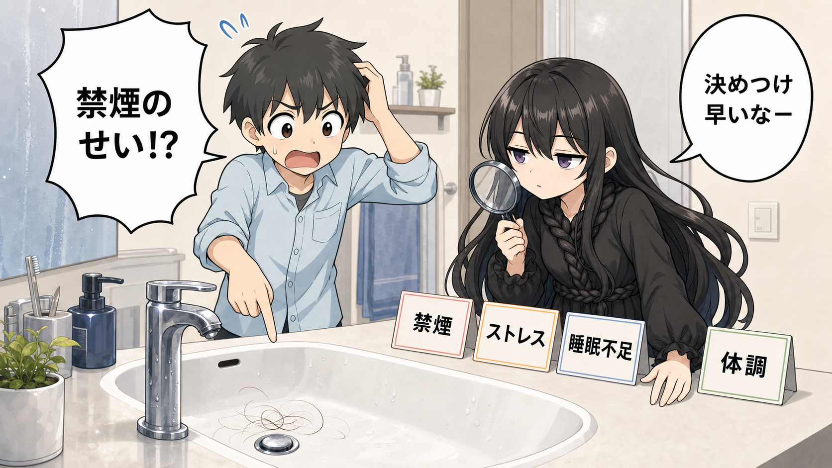 禁煙後に抜け毛が増えたと感じる理由を解説する画像