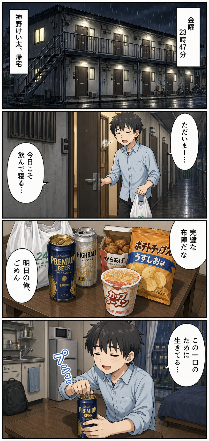 飲酒ではげる?髪の毛さんの晩酌ストップ 導入漫画 1
