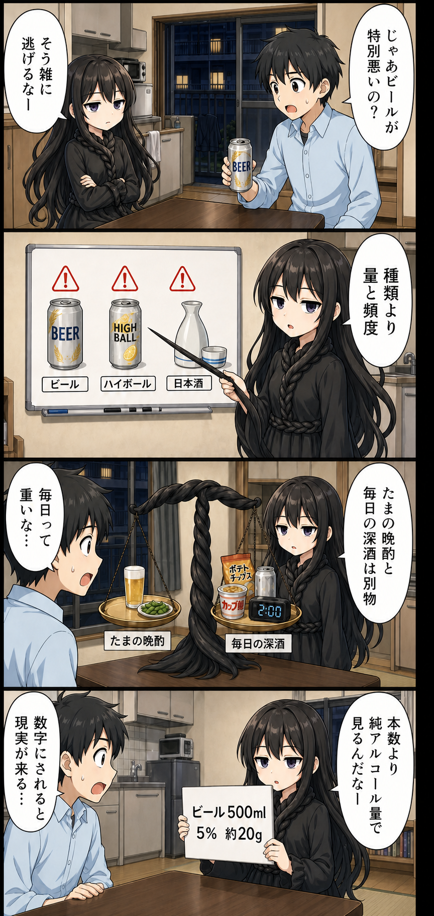 飲酒ではげる?髪の毛さんの晩酌ストップ 導入漫画 4
