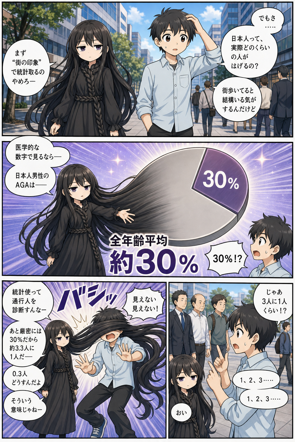 日本人男性のAGA割合を解説する漫画 3ページ目