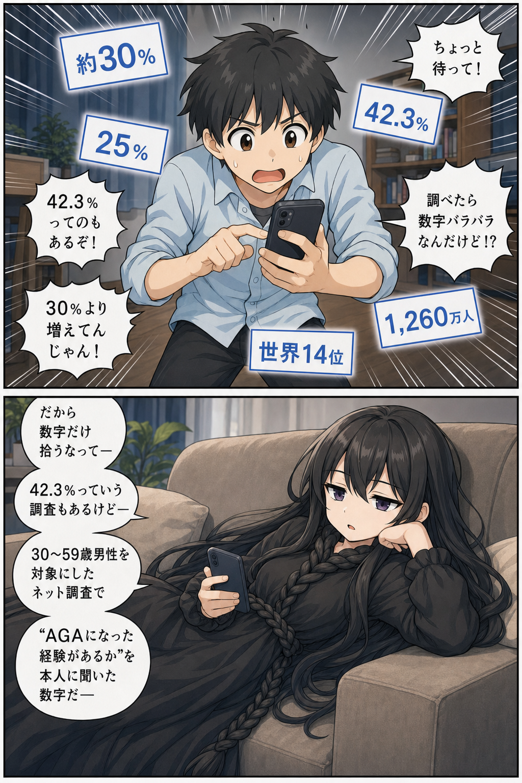 日本人男性のAGA割合を解説する漫画 6ページ目
