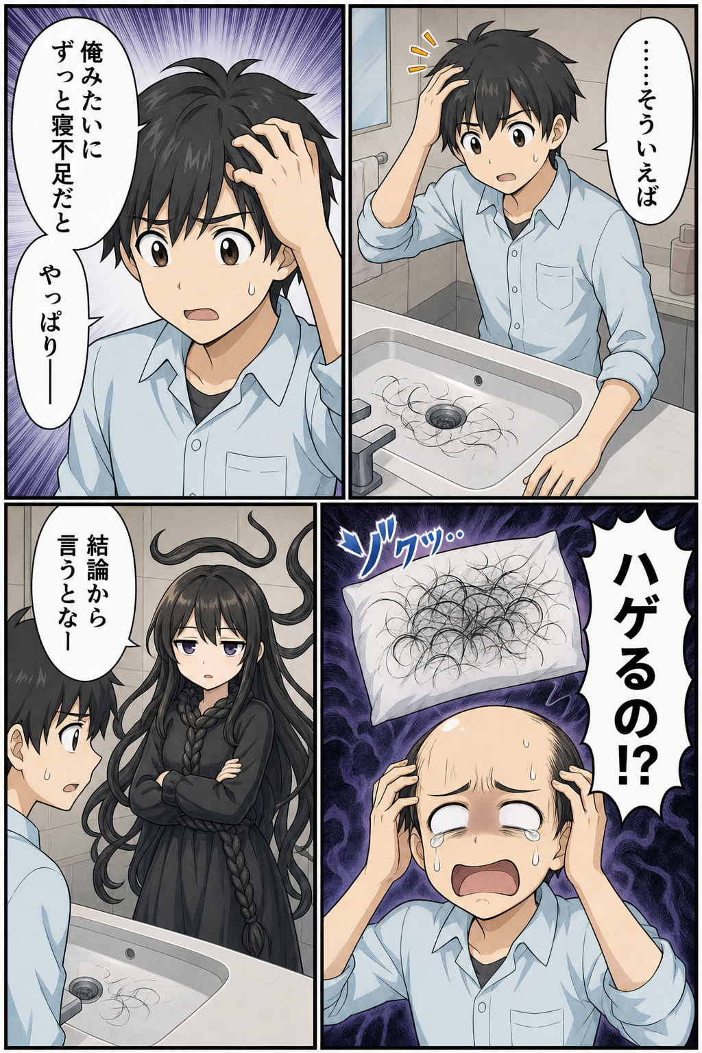 睡眠不足とはげる関係を解説する漫画 3ページ目