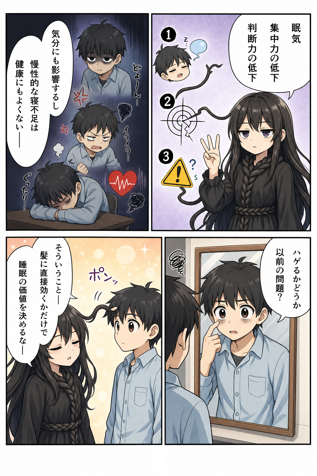 睡眠不足とはげる関係を解説する漫画 9ページ目