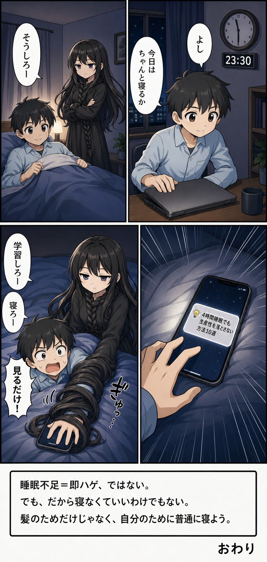 睡眠不足とはげる関係を解説する漫画 15ページ目