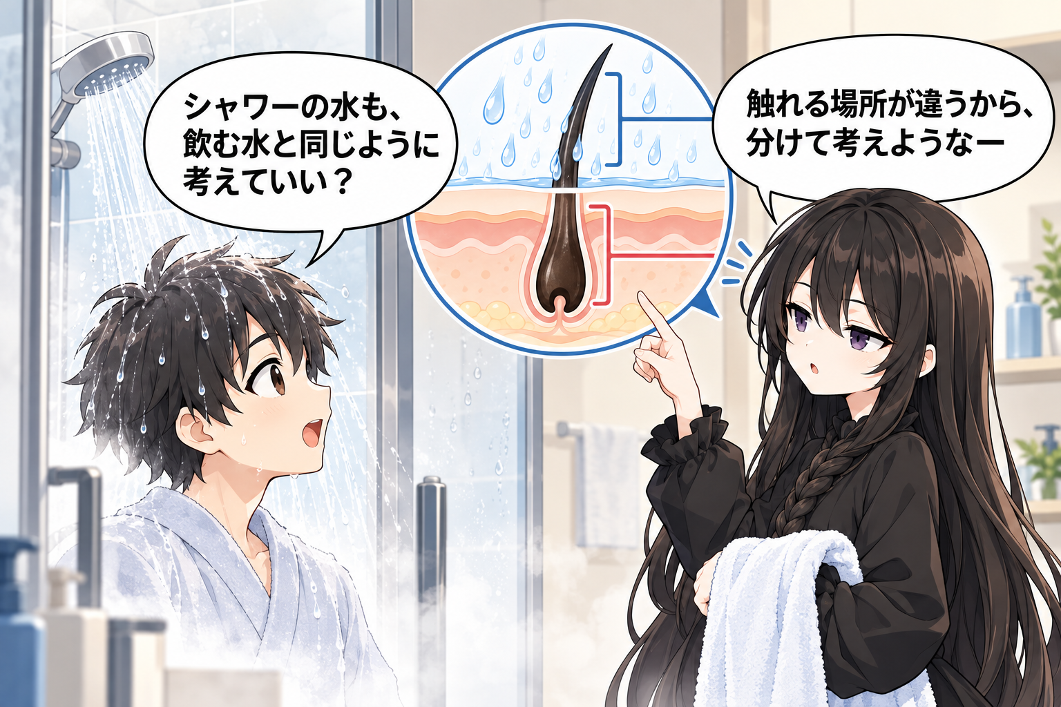 シャワーの塩素と髪の手触りを考える