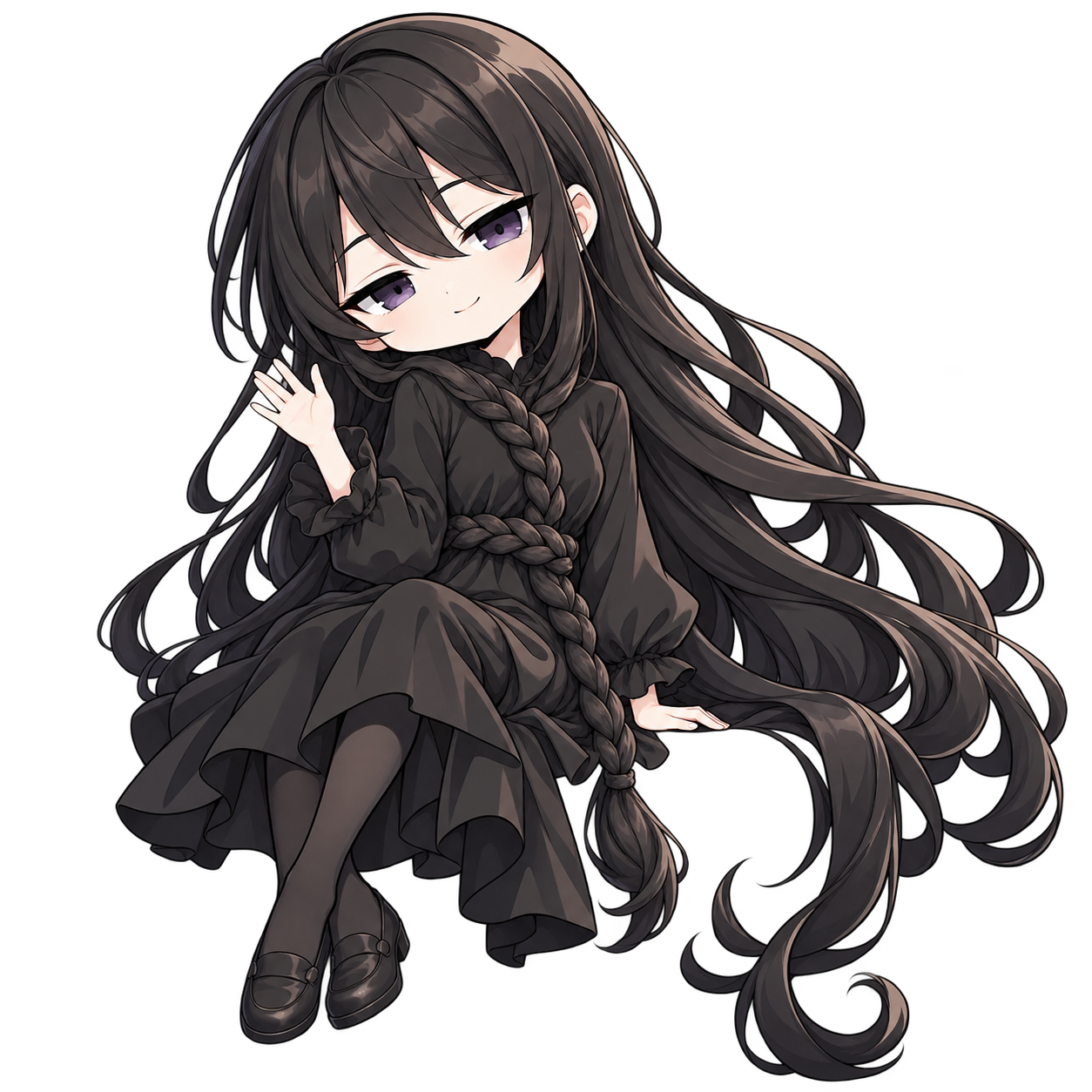 コマの縁に座って手を振る髪の毛さん