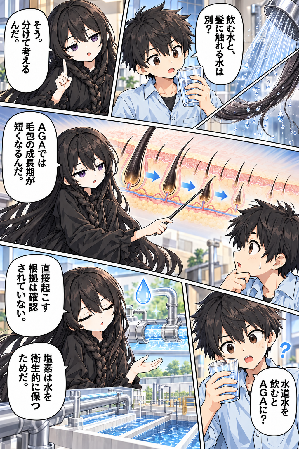 水道水を飲むとはげる？ 塩素・硬水と抜け毛の関係の漫画 2ページ目